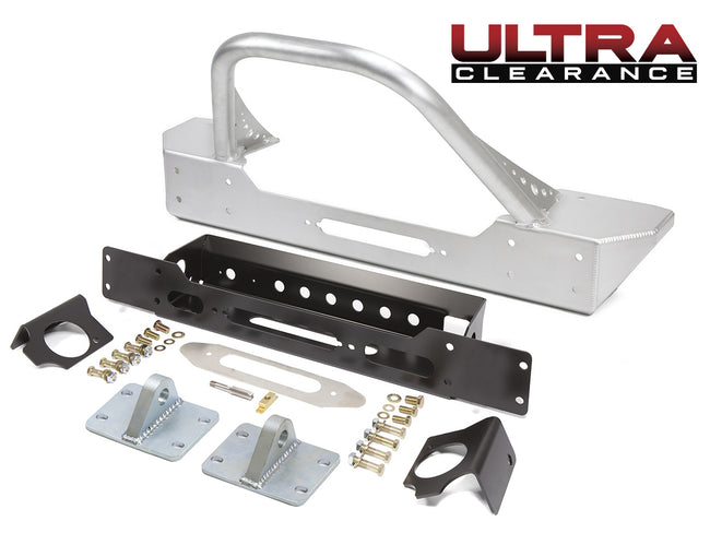 Ultra Clearance JL and JT Front Bumper w/Trail Guard Bar Aluminum 2019-2020 Jeep Wrangler JL and 2020-Current Jeep Gladiator JT GenRight - HQ Offroad