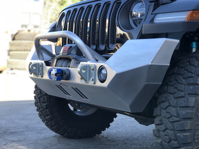 Jeep Wrangler JL and JT Full Width Front Bumper w/Winch Guard Bar Aluminum 2019-2020 Jeep Wrangler JL and 2020-Current Jeep Gladiator JT GenRight - HQ Offroad