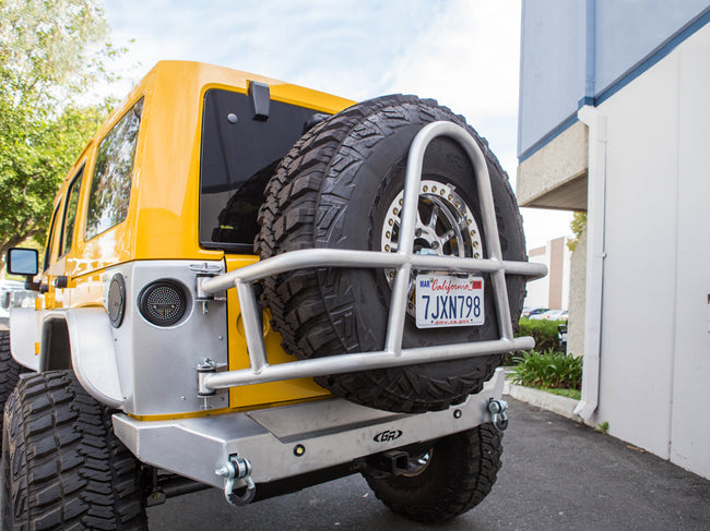 Jeep Rear Tire Carrier Swing Out 07-Pres Wrangler JK, JKU Aluminum Bare Kit GenRight - HQ Offroad